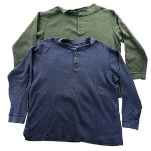 2 KingSize Mens Henley Shirts XLB Lot Of Two Thermal Waffle Knit Long Sleeve Top